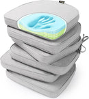 SUNROX Gel Memory Foam Chair Cushions, FadeShield Water-, Stain-Resistant Durable Reversible Seat Cushion Pads with Ties for Indoor/Outdoor Kitchen Dining Office, 17"x16", Set of 6, Heather Grey by GreenHaven Gardens