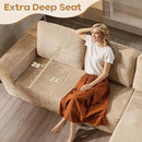 Cloud Sectional Couches for Living Room,U Shaped Modular Sofas No Assembly,133x68 Inches Plush Corduroy Oversized Floor Couch Set with Deep Seat Chaise,Beige by CozyNest Decor