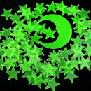 100 Stars and 1 Moon Glow in The Dark Luminous Fluorescent 3D Plastic Glow Stars Moon for Ceiling, Glowing Wall Stickers Create a Realistic Starry Sky, Room Decorations (Green) by CozyNest Decor