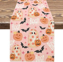 AnyDesign Halloween Table Runner Pink Spooky Ghost Pumpkin Table Cover Kitchen Dining Table Decoration Pink Halloween Table Dresser Scarves for Indoor Outdoor Home Party, 13 x 72 Inch by CozyNest Decor