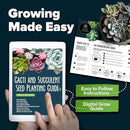 HOME GROWN Succulent & Cactus Seed Kit for Planting – [Enthusiasts Favorites] Premium Cactus & Succulent Starter Kit: 4 Planters, Drip Trays, Markers, Seeds Mix, Soil - DIY Gift Kits by GreenHaven Gardens