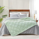 Cozy Bliss Checkered White Faux Rabbit Fur Throw Blanket, Soft Fuzzy Fluffy Minky Cream Furry Blankets for Couch, Bed (Sage Green, Queen(90" x 90") by CozyNest Decor