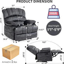 Luxlen Large Manual Recliner Chair,Soft Fabric Push Back Recliner with Overstuffed Armrest and Backrest, Living Room Single Sofa Recliners,Grey by CozyNest Decor