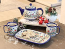 Blue Rose Polish Pottery Winter Cardinal Medium Rectangular Serving Platter by CozyNest Decor