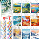 Blosssound 10 Set Pre Printed Canvas Pre Drawn Canvas Painting with Easel Kits 5" x 7" Outline Painting Panels for Beginners, DIY Craft Project, Party Favor, Home Decors(Four Seasons) by TinyTreasures Baby Boutique