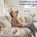 Loveseat Modular Sectional Sofa, U Shaped Couch with Ottoman, Cloud Couch Sectional Couch Home Sofa Living Room Oversized Couch Deep Seat Couch with Round Bolster Armrests 4 Pillows by CozyNest Decor