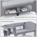 4 in 1 Baby Bassinet, Pack and Play, Bedside Crib Sleeper, Diaper Changer - Comes with Mattress, Mosquito Net，Bottom Storage and Toy Bar for Newborn to Toddles by TinyTreasures Baby Boutique