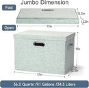 Large 17" 36 Quart Collapsible Stackable Storage Bins with Lids, 3 Packs Light Green Linen Fabric Closet Boxes with Lids, Storage Cube Baskets Container Organizers for Office (17x12x11) by CozyNest Decor