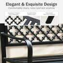 PHI VILLA 50" Outdoor Garden Patio Metal Bench for Outdoors with Plastic Backrest Armrests Sturdy Steel Frame, Black by GreenHaven Gardens