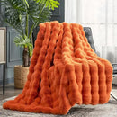 Cozy Bliss Faux Fur Throw Blanket for Couch, Fuzzy Soft Plush Thick Bubble Blanket for Sofa Bedroom Living Room, 50 * 60 Inches Burnt Orange by CozyNest Decor