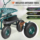 VEVOR Garden Cart Rolling Workseat with Wheels, Gardening Stool for Planting, 360 Degree Swivel Seat, Wagon Scooter with Steering Handle & Utility Tool Tray, Use for Patio, Yard, and Outdoors, Green by GreenHaven Gardens