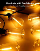 Outdoor String Lights - 50FT LED Patio Lights with 27 Shatterproof Waterproof Bulbs, Connectable Dimmable Edison IP65 ST38 Outside Lights for Garden, Balcony, Porch, Backyard, Deck, Home Decor by CozyNest Decor