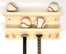 Full Size Baseball Bat Rack Display Case 4-7 Bats 8 Balls Natural Finish Wall Mount by GreenHaven Gardens