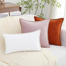 decorUhome Chenille Soft Throw Pillow Covers 18x18 Set of 2, Farmhouse Velvet Neutral Decorative Euro Pillow Covers with Stitched Edge for Couch Sofa Bed Home Decor, White by CozyNest Decor