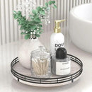 10" Oak Bathroom Vanity Tray Turntable for Perfume Candle, Round Wooden Decorative Tray for Kitchen Sink Countertop Organizer, Bathroom Counter Organizer for Skincare Makeup, Rustic White by CozyNest Decor