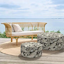 Inflatable Ottoman Stool D31 xH14 for Outdoor/Indoor Use, Water Repellent Patio Foot Rest Stool with Portable Handle,Round Pouf Ottoman Suitable for Garden,Deck and Camping - Paisley Black by CozyNest Decor
