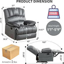 Luxlen Manual Recliner Chair, Reclining Chair with Overstuffed Armrest and Backrest, Living Room Single Sofa Recliners,Light Grey by CozyNest Decor