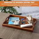 Nature Walnut Wooden Serving Tray with Handles, Solid Wood Food Tray for Coffee, Breakfast, Dinner, Ottoman,16.6x11.8x2.4 inches by CozyNest Decor