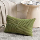 Fancy Homi 2 Packs Moss Green Lumbar Decorative Throw Pillow Covers 14x24 Inch for Couch Bed, Rustic Farmhouse Boho Home Decor, Soft Striped Corduroy Rectangle Accent Cushion Case 35x60 cm by CozyNest Decor