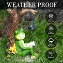 Outdoor Funny Frog Statue, Resin Reading Frogs Garden Decor, Solar Frog Gift Sculpture Decoration for Home Patio, Yard, Lawn, Porch, Ornament by GreenHaven Gardens