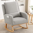 Rocking Chair Nursery, Upholstered Fabric Nursing Rocking Chairs with Lumbar Pillow, Modern Nursery Glider Rocker Morden Accent Rocking Chair for Mom Nursery, Living Room, Bedroom, Grey by TinyTreasures Baby Boutique
