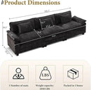 URRED Modular Sectional Sofa Comfy Cloud Couch, Modern Chenille Sofa Sleeper Deep Seat Couches with Ottoman/Pillows for Living Room (Black, 117'') by CozyNest Decor