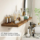 Fun Memories Floating Shelves - 2 Pack 12 Inch Deep Rustic Wooden Wall Shelves - Extra Deeper & Thicker Wall Mounted Storage Shelf for Living Room, Kitchen, Farmhouse - 24" W x 12" D x 1.5" H - Brown by CozyNest Decor