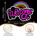 LISIGNVE Rainbow Welcome Neon Sign Cloud Light Up Sign Welcome Led Sign Rainbow Neon Light with USB for Bedroom Wedding Party School Business Wall Decor (16.5”*12.6”) by CozyNest Decor
