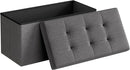 SONGMICS MAZIE Collection - 30 Inches Folding Storage Ottoman Bench, Ottoman Foot Rest, End of Bed Bench, Storage Chest, Load 660 lb, for Living Room, Bedroom, Entryway, Dark Gray ULSF47K by CozyNest Decor