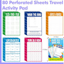 Road Trip Game Pad, 80 Perforated Sheets Travel Activity Pad, 5 Games in 1 Pad, Plane, Car Trip Activity, Pen Pencil & Paper Game for Kids, Adults (6” x 9”) by TinyTreasures Baby Boutique