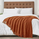 inhand Knitted Throw Blankets for Couch and Bed, Soft Cozy Knit Blanket with Tassel, Orange Rust Lightweight Decorative Blankets and Throws, Farmhouse Warm Woven Blanket for Men and Women, 50"x60" by CozyNest Decor