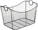 Deco 79 Metal Large Open Frame Wire Grid Storage Basket with Curved Sides and Ring Handles, 30" x 20" x 20", Black by GreenHaven Gardens