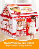 Kids Play Tent, Toddler Tent for Kid Indoor & Outdoor, 48.5"x39.4"x48.5" Playhouse Tent Burger Theme with Complete Toys Set, 3 Window, Lights and Balloons by TinyTreasures Baby Boutique
