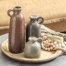 Ceramic Vases Set of 3, Neutral Rustic Farmhouse Vase with Handle, Decorative Flower Vases Home Decor Modern Boho Pampass Vase for Table Mantel Entryway Shelf Living Room Kitchen Bathroom - Brown by CozyNest Decor