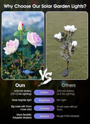 Garden 4 Pack LED Solar Flower Lights with Larger & More Realistic Rose Flowers, Bigger Solar Panel, Waterproof Solar Outdoor Lights for Yard Patio Lawn Pathway Walkway Decoration by GreenHaven Gardens