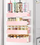 Magnetic Spice Rack Organizer for Fridge Seasoning Organizer for Kitchen Storage With Screw Magnetic Shelf for Oven, RV,Garage,Bathroom (Pink, 4pack) by CozyNest Decor