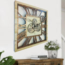 The Gears Clock 24'' Inch Square Real Moving Gear Wall Clock Vintage Industrial Oversized Rustic Farmhouse (Desert Beige) by CozyNest Decor