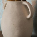 Off-White Ceramic Vase with 2 Handles, Sandstone Texture for Modern Farmhouse Decor, Rustic Pottery, Decorative Flower Vase, Clay Small Vase, Centerpiece for Dining Table - 7 Inch Tall by GreenHaven Gardens