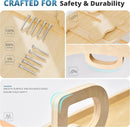 BlueWood 10-in-1 Pikler Triangle Set, Toddler Climbing Toys Indoor, Montessori Climber, Baby Jungle Gyms with Arch, Extra Rope Ladder & Footprint Balance Beam - Natural Rustic by TinyTreasures Baby Boutique