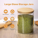 YUNCANG Glass Storage Jars,2 PACK -108oz/3200ml Clear Glass Food Storage Containers with Airtight Bamboo Lid Stackable Kitchen Canisters for Candy,Cookie,Rice,Sugar,Flour,Pasta,Nuts and Spice Jars by CozyNest Decor