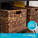 BIRDROCK HOME Woven Storage Shelf Organizer Baskets with Handles - Set of 3 - Abaca Wicker Basket - Pantry Living Room Office Bathroom Shelves Organization - Under Shelf Basket - Handwoven (Espresso) by CozyNest Decor