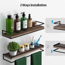 Meangood Floating Shelves Wall Mounted Set of 2, Rustic Wood Wall Storage Shelves for Bedroom,Living Room,Bathroom, Kitchen Brown by CozyNest Decor