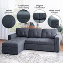 Naomi Home Transform Any Space: Sleeper Sectional Sofa with Convertible Sofa Bed & Inviting Chaise. Find Tranquil Comfort with Stress-Relieving Design & Durable Cushions - Dark Gray/Velvet by CozyNest Decor