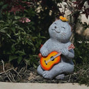 Cat Garden Statue Outdoor Decor, Cat Sculpture with Guitar and Butterfly for Yard Lawn Patio Balcony, Birthday Housewarming Gifts for Mom, Grandma, Women, 8.8 inch, Resin by CozyNest Decor