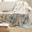 CASAAGUSTO Boho Throw Blanket - Green and Beige Decorative Blankets with Tassel, Printed Flannel Bohemian Blanket for Chair, Bed, Sofa, Couch(60 * 80, Green and Beige) by CozyNest Decor