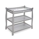 Badger Basket Sleigh Style Baby Changing Table - Nursery Diaper Station with Safety Rails, Foam Pad, and Two Storage Shelves - Nursery Organizer - Gray by TinyTreasures Baby Boutique
