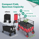 SUNNYFEEL Heavy Duty Collapsible Outdoor Utility Wagon Cart 500LB Capacity Adjustable Handlebar,Foldable Beach Wheels Stable Durable Oxford Fabric for Shopping Garden Camping (Red, Tall Version) by GreenHaven Gardens