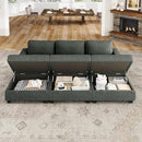 Nolany Corduroy Sectional Couch with Storage Ottoman, Sleeper Sectional Sofa with Chaise, Modular Sectional Couches for Living Room, Green by CozyNest Decor