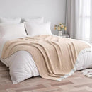 MIULEE Beige Super Soft Throw Blanket for Bed, Twin Size Cozy Fluffy Warm Blankets Knit Blankets for Couch, Sofa, Chair, Living Room, Camping, Picnic, 60 x 80 inch by CozyNest Decor