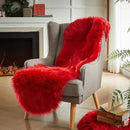 AMTOVO Faux Sheepskin Rug, Red Ultra Soft Fluffy Shag Area Rug, 2 x 6 ft Faux Fur Rug for Bedroom Sofa Throw Cushion Room Decor, Sheepskin by CozyNest Decor